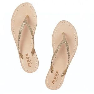 Musa - Metallic braided leather sandals New